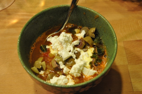 lentil soup with toppings